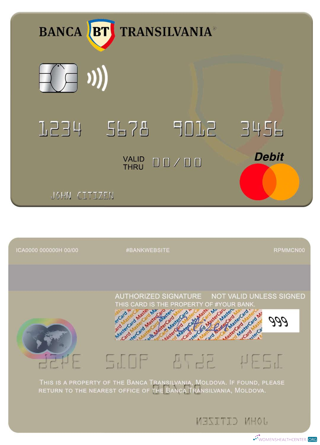 Download Moldova Banca Transilvania mastercard Photoshop template